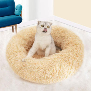 Cozy Donut Bed – Calming Plush Nest for Cats & Small Dogs