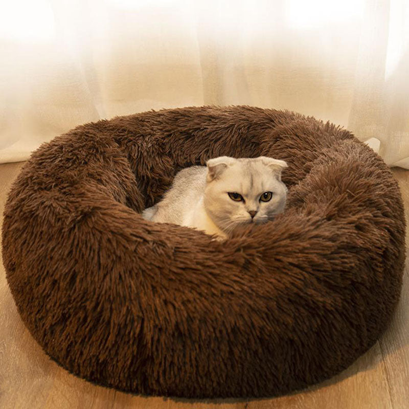 Cozy Donut Bed – Calming Plush Nest for Cats & Small Dogs