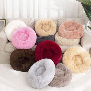 Cozy Donut Bed – Calming Plush Nest for Cats & Small Dogs