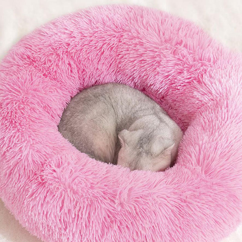Cozy Donut Bed – Calming Plush Nest for Cats & Small Dogs