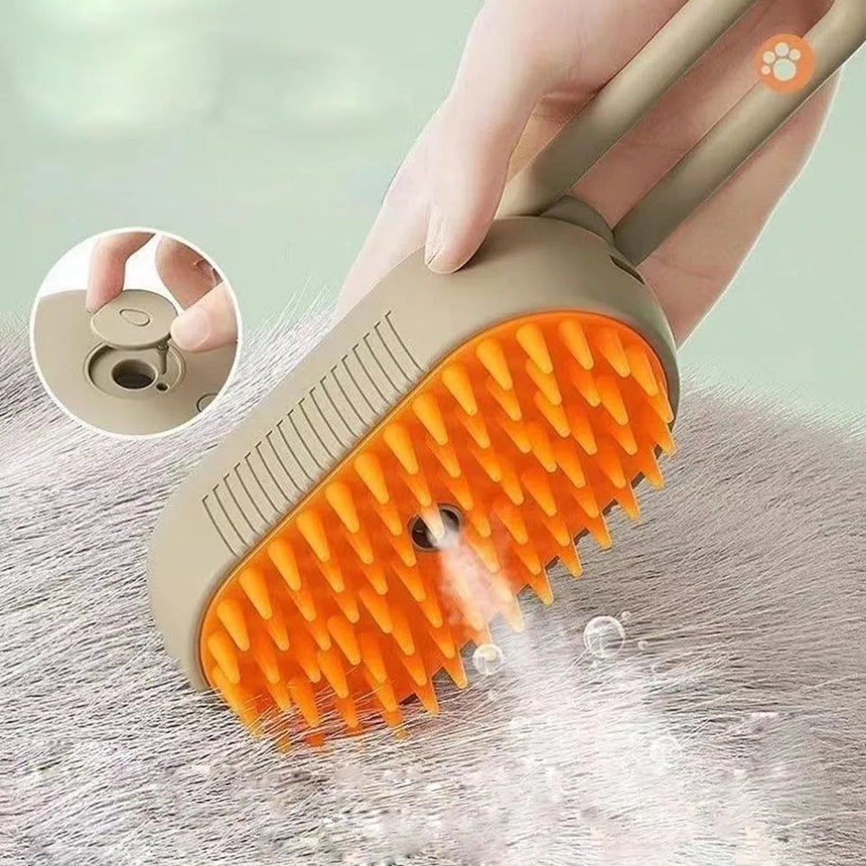 🐾 3-in-1 Pet Grooming Brush – Steam, De-Shed & Detangle