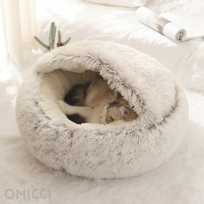 Cozy Donut Bed – Calming Plush Nest for Cats & Small Dogs