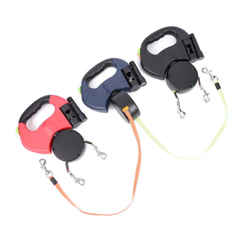 LED Dual Dog Leash – Tangle-Free & Reflective